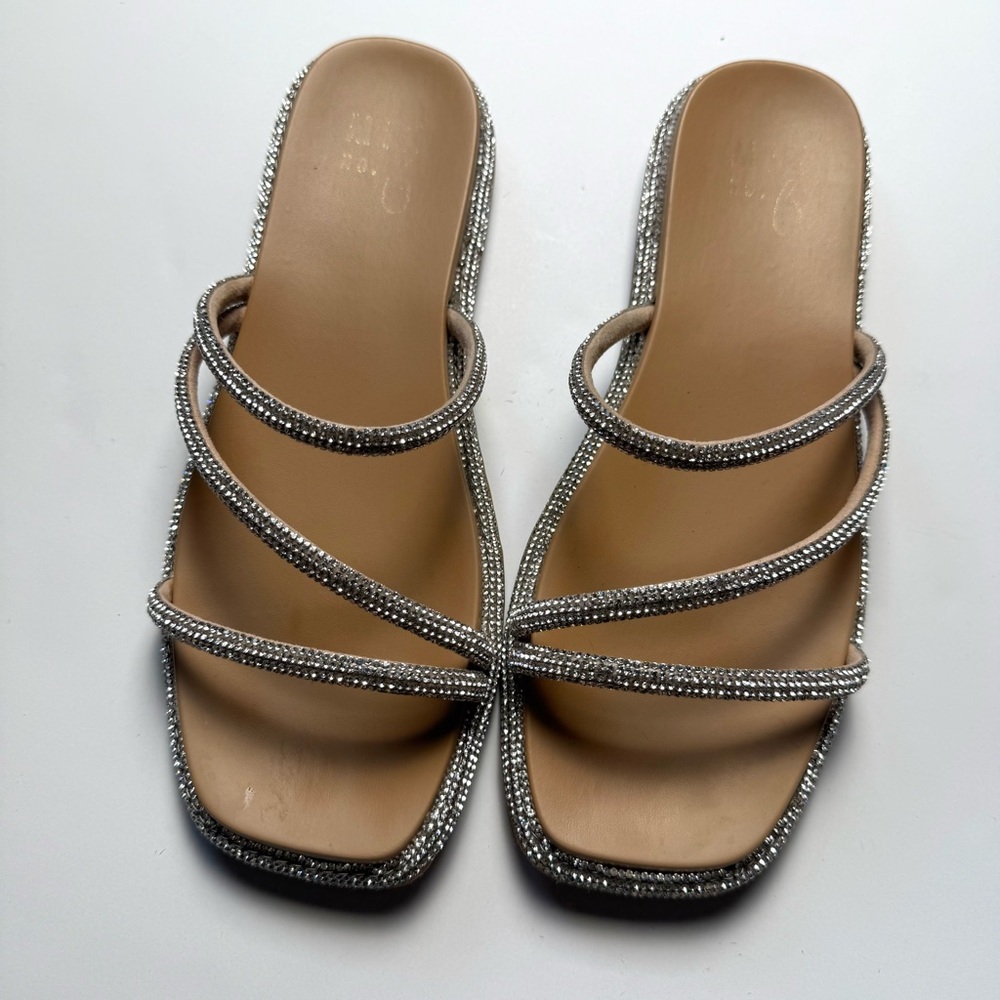 Mix No. 6 Silver Rhinestone Sparkle Strappy Sandals Size 7